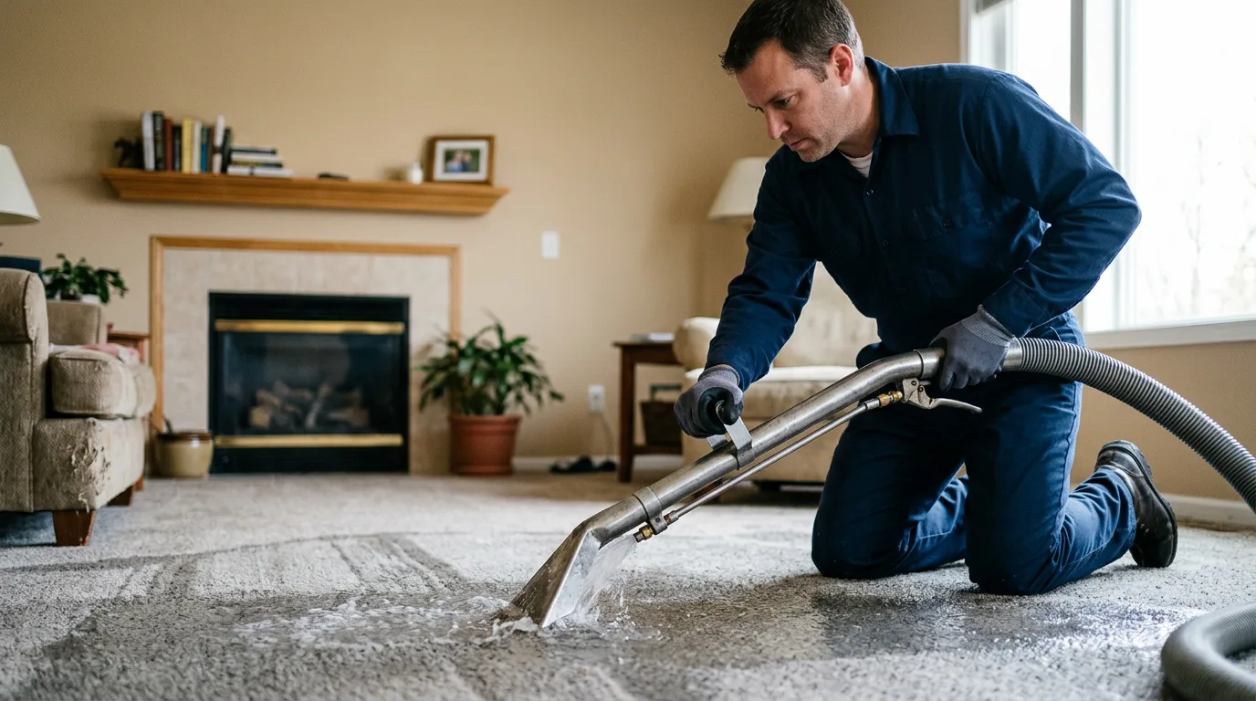 Water damage restoration technician working near Antoine, AR